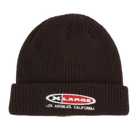 エクストララージ(XLARGE)(メンズ、レディース)OVAL EMB.ニットキャップ 101243051004-BROWN