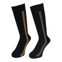 エアボーン(ARBN)(レディース)ヒートクロス クルーソックス ストライプ NVY/BLK 2足組 AB43AC1605 NVY22 防寒