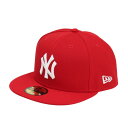 ニューエラ(NEW ERA)(メンズ、レディース)キャップ 59FIFTY ニューヨーク・ヤンキース スカーレット×ホワイト 14525200 帽子 57.7c...