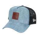 ニューエラ(NEW ERA)(メンズ、レディース)9FORTY A-Frame トラッカー Denim Leather Patch キャップ 14307480