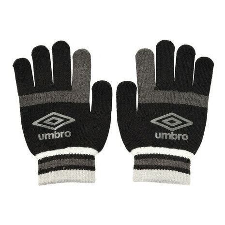 アンブロ（UMBRO） 手袋 防寒 ジュニア マジックニットグローブ ブラック グレー UUDQJD54 BKGY （キッズ）