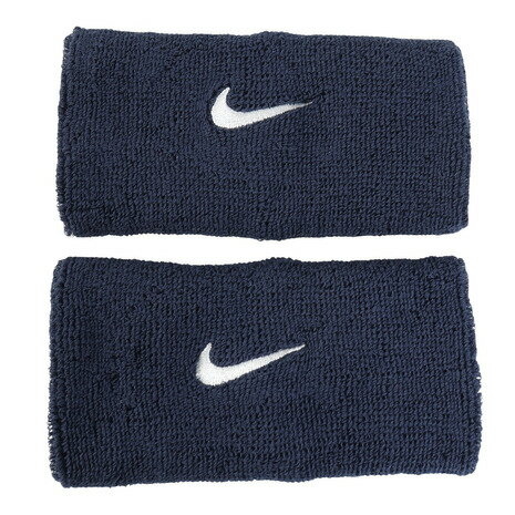 ナイキ（NIKE）（メンズ、レディース）スウッシュ クラシック ダブルワイド リストバンド 2P 紺 ネイビ..