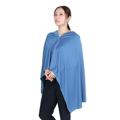 ハック（HAC）（メンズ、レディース、キッズ）UPF50 冷感ジャンボポンチョ 青 4623 紫外線対策 日焼け対策 熱中症予防 冷感 洗濯可 クールダウン フード付きのサムネイル