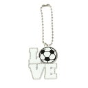 ミナミ(Minami)(キッズ)キーホルダー LOVEスポーツKC サッカー ホワイト×ブラック IS016 学校 学生 部活 スポーツ 運動 記念品 スクバ ...