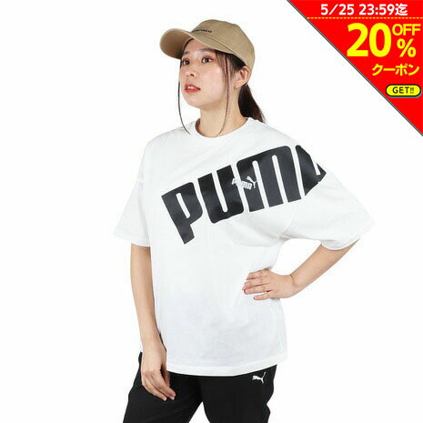 【20 OFFクーポン対象！5/25まで】プーマ（PUMA）（レディース）POWER MX ショートスリーブ オーバーサイズTシャツ 680744 02 WHT