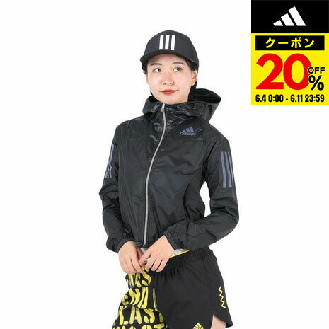 【20%OFFクーポン対象！6/11まで】アディダス（adidas）（レディース）ランニングジャケット レディース 黒 撥水 フード付き 防寒 長袖 アディゼロ フルジップ MCE06-H57761