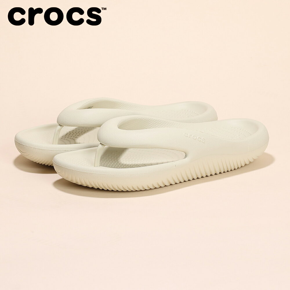 クロックス（crocs）（メンズ、レディース）サンダル メロウリカバリーフリップ Bo ベージュ 208437-2Y2 シャワサン 鼻緒付き シンプル やわらかい