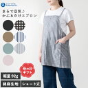 \期間限定!MAX80%OFF!/エプロン 薄手 かぶり かぶるだけ ショート丈 コットンリネン 春 夏 涼しい チェック ストライプ ブルー ピンク 無地 北...