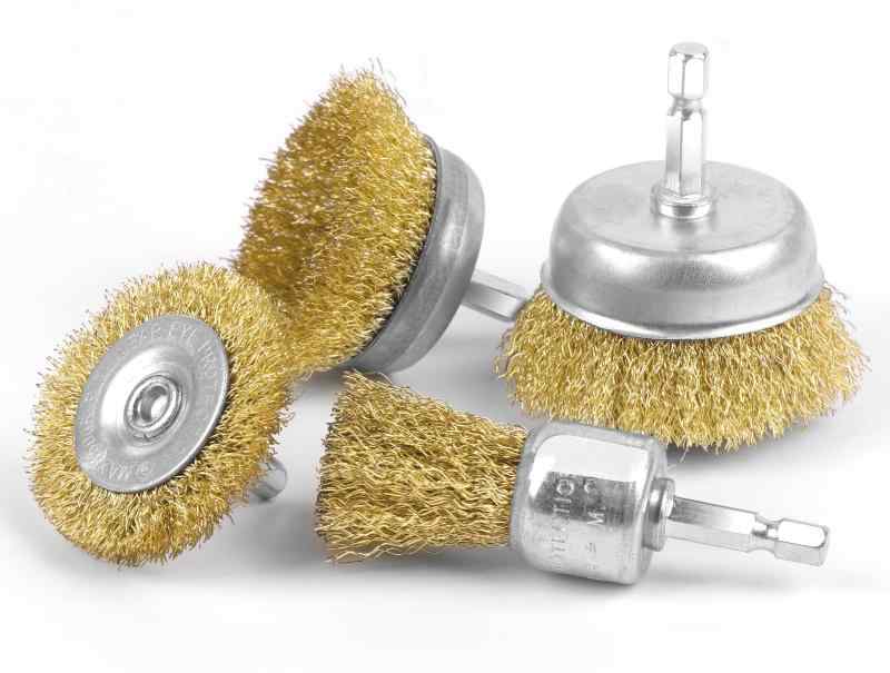 HWXINIE 六角軸ワイヤーブラシ 真鍮 6mm軸 カップブラシ 4個セット,錆び取りに 塗装剥がし 要以上にキ..