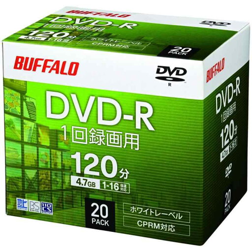 バッファロー DVD-R 1回録画用 4.7GB 20枚 ケース CPRM 片面 1-16倍速 【 ディーガ 動作確認済み 】 ホワイトレーベル RO-DR47V-020CW/N バッファロー DVD-R 1回録画用 4.7GB 20枚 ケース CPRM 片面 1-16倍速 【 ディーガ 動作確認済み 】 ホワイトレーベル RO-DR47V-020CW/N