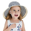 (コネクタイル) キッズ 可愛い 麦わら帽子 蝶結び ベビー用 ストローハット 日焼け止め 幼児 つば広 UVカット ペーパーハット 子供 女の子 折りたたみ M