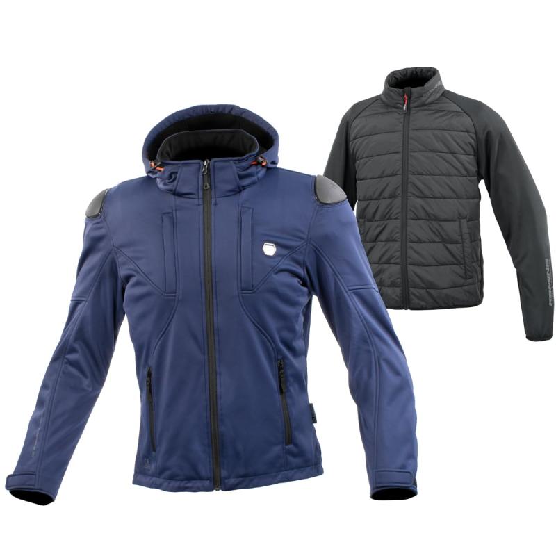 [KOMINE] バイク用 ジャケット JK-6235 ハイプロテクトソフトシェルシステムパーカ セット Navy XL 07-..