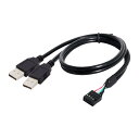 cablecc マザーボード 9ピン 10ピン メスヘッダーハウジング - デュアル USB 2.0 オス Type-A ケーブル 50cm(2)