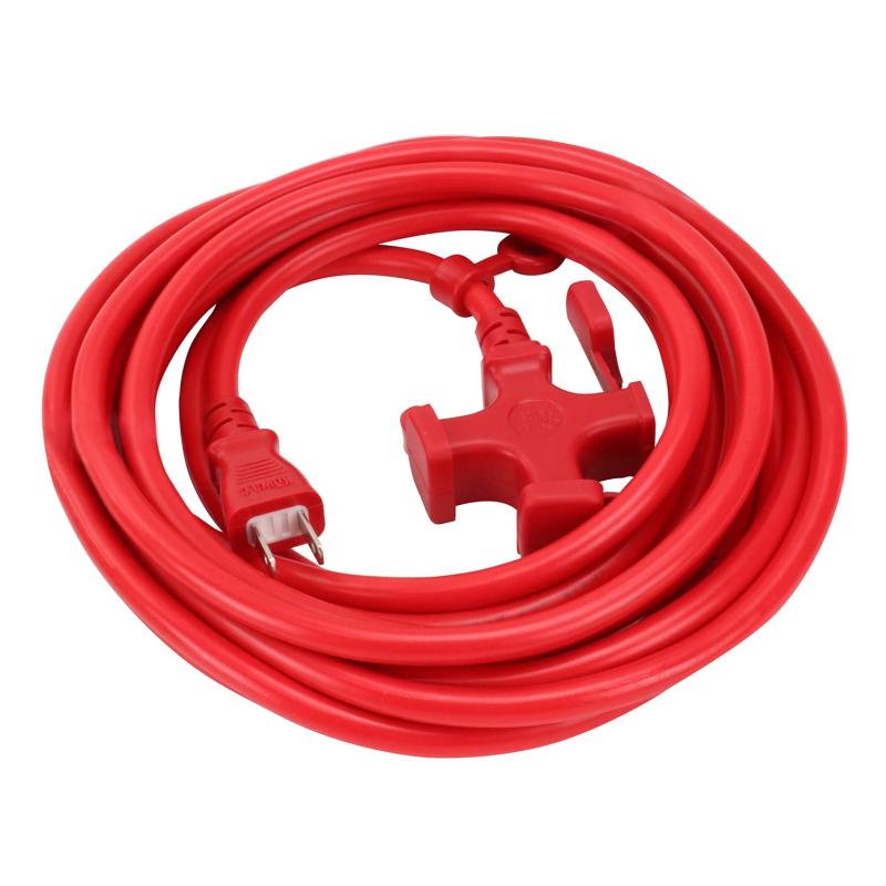 KOWA 延長コード 屋内用 15A×5m 3ッ口 アカ FGM089-5定格:15A・125V、コンセント:2P×3ツ口電線サイズ:VCT2芯×1.25sq色:赤長さ:5m、仕様:屋内用導体:銅線、栓刃:黄銅、被覆:塩化ビニル