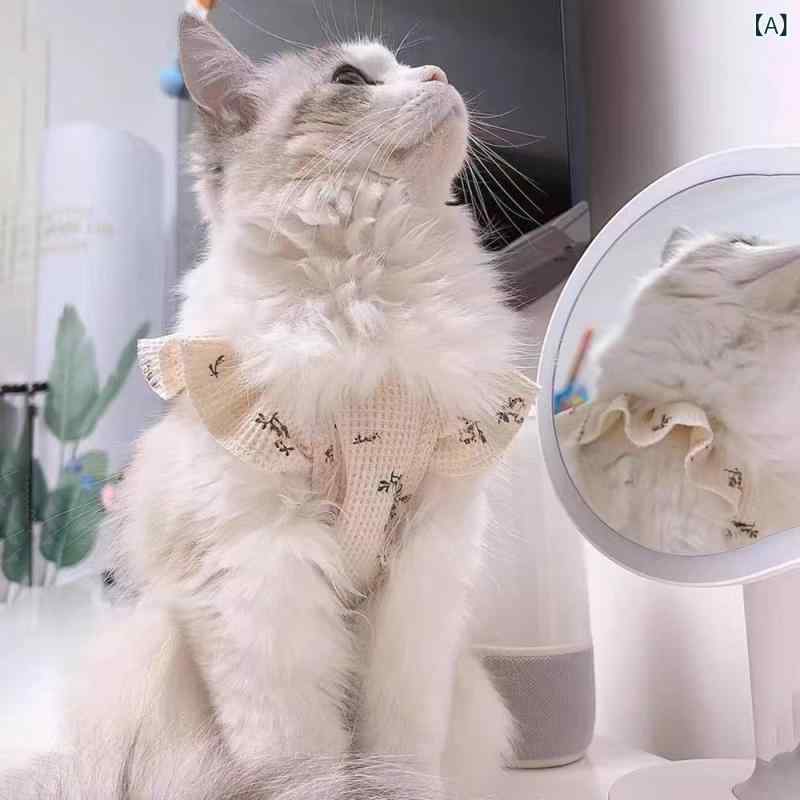 ペット 背心 猫 犬 春夏 小花柄 吊り帯 外出用 通気性 涤纶 プリンセス 飛袖 碎花 ...