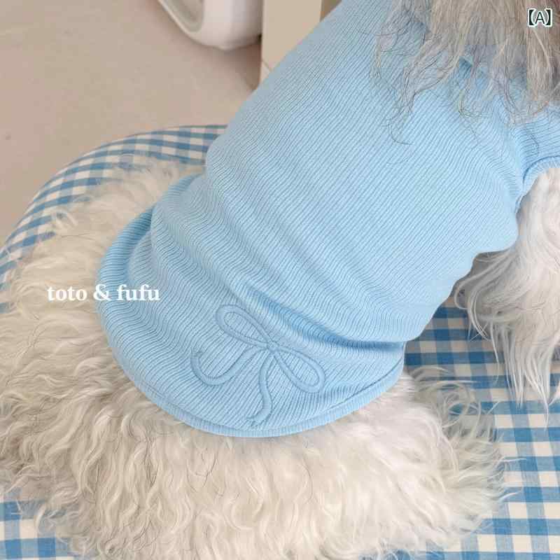 ペット 服 冬 背心 小型犬 マルチーズ テディ ポメラニアン 韓版 Tシャツ プリンセス スタイル 男の子 女の子 ポリエステル ブルー 黒 白 XS S M L XL