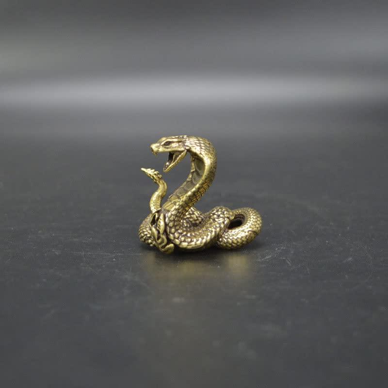 干支 へび 蛇 十二支 巳年 真鍮製 小さな 置物 風水グッズ お守り 飾り物 縁起物 古美色（4 x 4 x 3 cm）