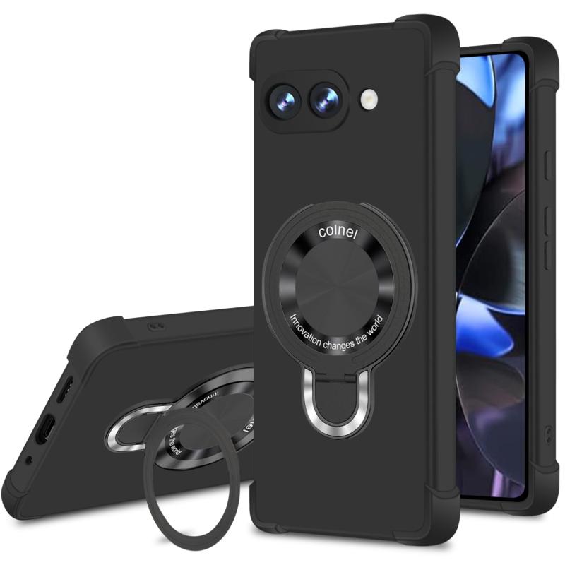 Rakuten - Google Pixel 9a ケース MagSafe対応 リング付き スタンド機能 TPU ピクセル9A カバー 多機能スタンド リング マグネット搭載 縦横両対応 隠し収納式 米軍MIL規格 耐衝撃 薄型 超軽量 全面保護 手触り
