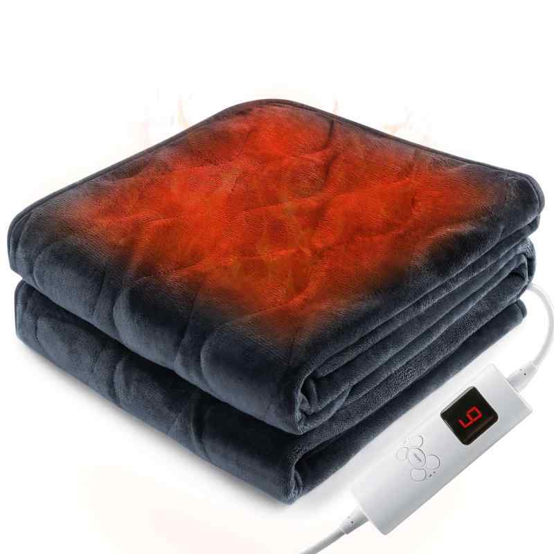 電気毛布 掛け 電気ひざ掛け 1-9時間タイマー 6段階温度調整 152x127cm 電気ブランケット フランネル シングル 厚手 省エネ 丸洗い 過熱保護 PSE認証済み 暖房器具 冬ギフト ブルーグレー