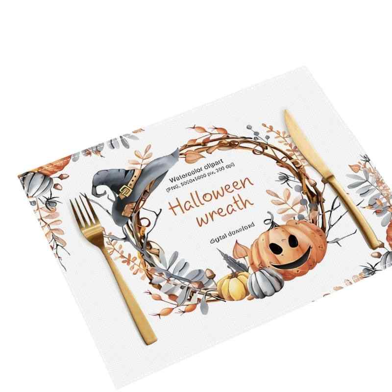 �ϥ������� ������� �ޥå� 4�祻�å� �ե�������ͥ� �ơ��֥� ���� �ǥ��ʡ� �ѡ��ƥ� �ɱ� 30*45 �ץ졼���ޥå� (Halloween Wrea...