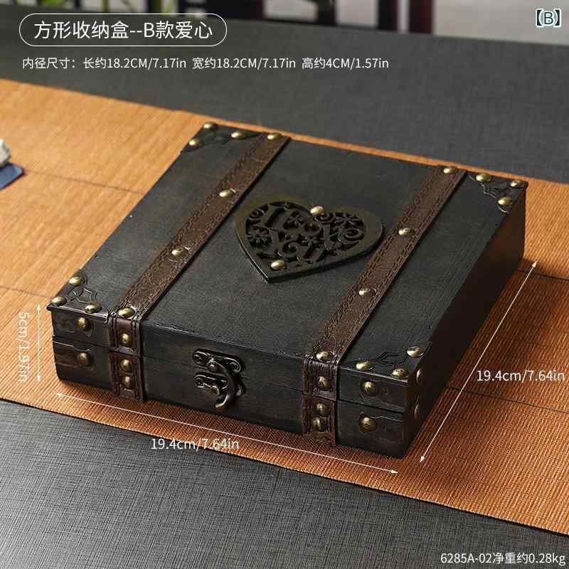 木製 収納ボックス 方形 デスク ジュエリーボックス アクセサリー ケース 首飾り ...