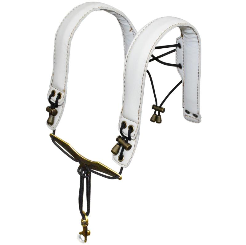 [adorence] サックスストラップ サックス肩ひも レザーサックスショルダー 減圧 快適 楽器用肩ひも 手作り 柔らかい ハンドメイド サックス用ネックショルダーストラップ - 白