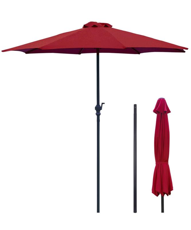 パラソル ガーデンパラソル 270cm uvカット 撥水 鉄製 ハンドル開閉 ビーチパラソル ガーデニング 庭 テラス アウトドア ビーチ キャンプ 日傘 折りたたみ 日よけ (レッド)
