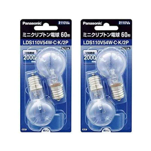 パナソニック(Panasonic) ミニクリプトン電球 110V 60W形(54W) E17口金 35mm径 クリア 2個入り LDS110V54WCK2P (2個セット) パナソニック(Panasonic) ミニクリプトン電球 110V 60W形(54W) E17口金 35mm径 クリア 2個入り LDS110V54WCK2P (2個セット)