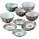 食器セット : 古伊万里絵変り 皿鉢 セット Japanese Bowl x5pcs and Plate x5pcs set Porcelain/Size(cm) Φ12x5.6, Φ11.3x2/No:530060(3)