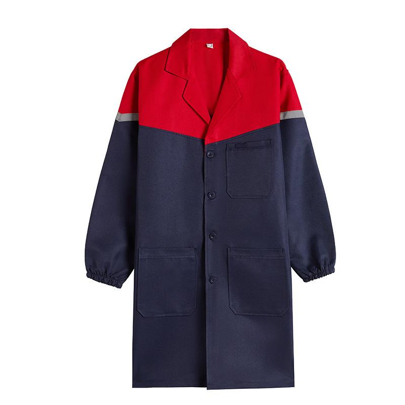 Rakuten - 有袖 エプロン 長袖 作業服 耐磨 防油 防汚 罩衣 メンズ レディース 涤纶 現代 シンプル 蔵青 宝藍 赤 グレー オレンジ ピンク系 紺 灰 工房 工場 作業 現場 搬運 倉庫 軽作業 油汚れ 耐久 丈夫 通勤 普段使い