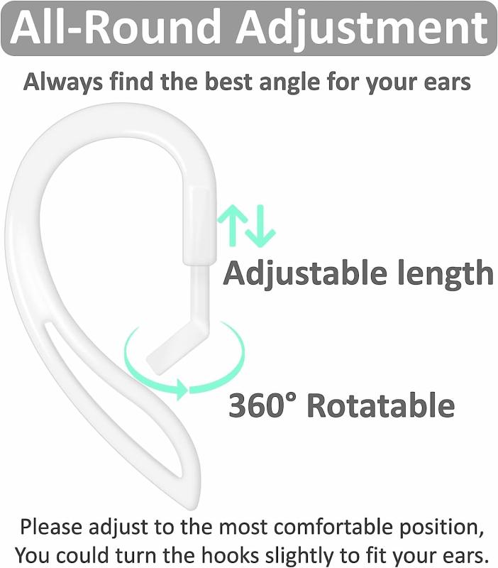 イヤーフック AirPod Pro 第2世代用 多次元調整可能 360度回転 AirPod ズレ解消 落ち防止 落下防止 装着感向上 安定感向上 耳掛け イヤーフック AirPod1/2/3用 AirPod Pro2／Pro1用 2個1ペア入り クリア