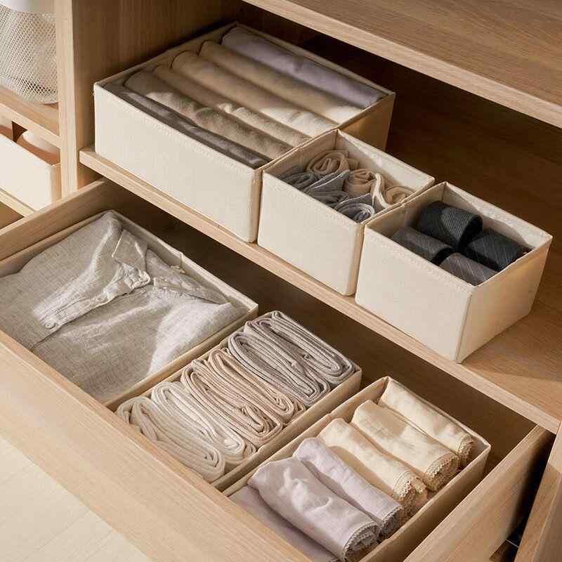 Rakuten - 内衣収納ボックス 無紡布 折りたたみ 蓋 無蓋 積み重ね 整理 収納 引き出し 衣柜 ベッドルーム ピンク グレー ベージュ 中号 10L 水洗い 3点セット