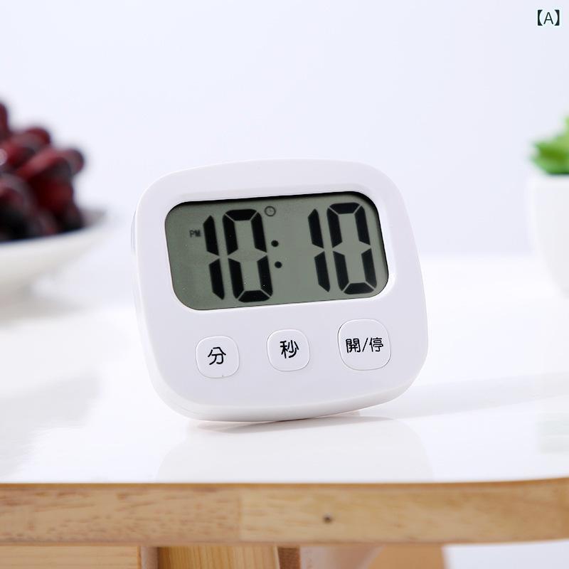 Rakuten - キッチン タイマー 多機能 計時器 電子時計 正逆カウント 煲湯 ベーキング 煮卵 時計 長方形 LED 数字表示 小型 携帯 白色 紫 緑 青 シンプル 電池式 プラスチック ケース キッチン オフィス 書斎 寝室 リビング