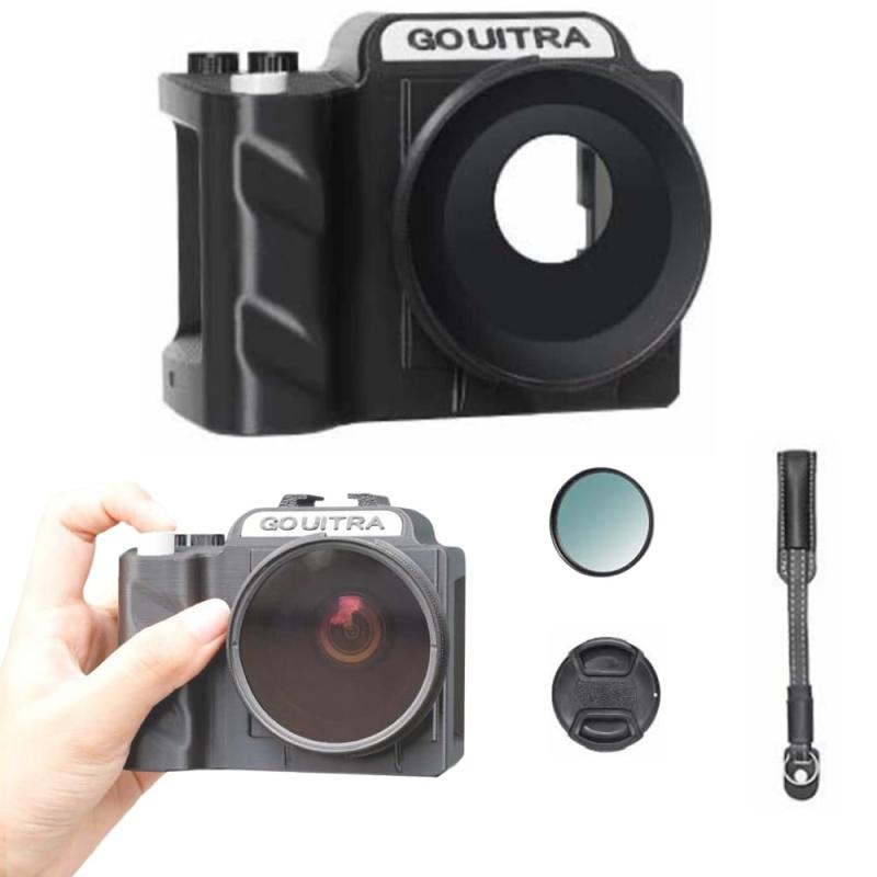 Insta360 Go Ultra 用 カメラケージ キット グリップホルダー シャッターボタン付,UVフィルター/紛失防止用ストラップ 付き