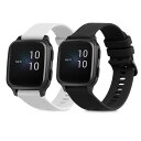 2x 交換ベルト 対応: Garmin Venu Sq Music/Sq バンド - シリコンバンド ソフト TPU 耐久性 黒色/白色(2)