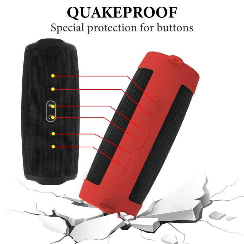 Geekria シリコーン スピーカーケース カバー 互換性カバー ジェイビーエル JBL Charge 5 に 対応 保護用の防水ソフトスキン、Bluetoothスピーカーケース、キーホルダーフック付き (Black)