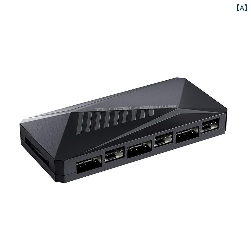 PCケース ファン 集線器 PWM 温控 調速 5V ARGB 同期 転子 インターフェース 黒 白 遥控器 ブラック ホワイト