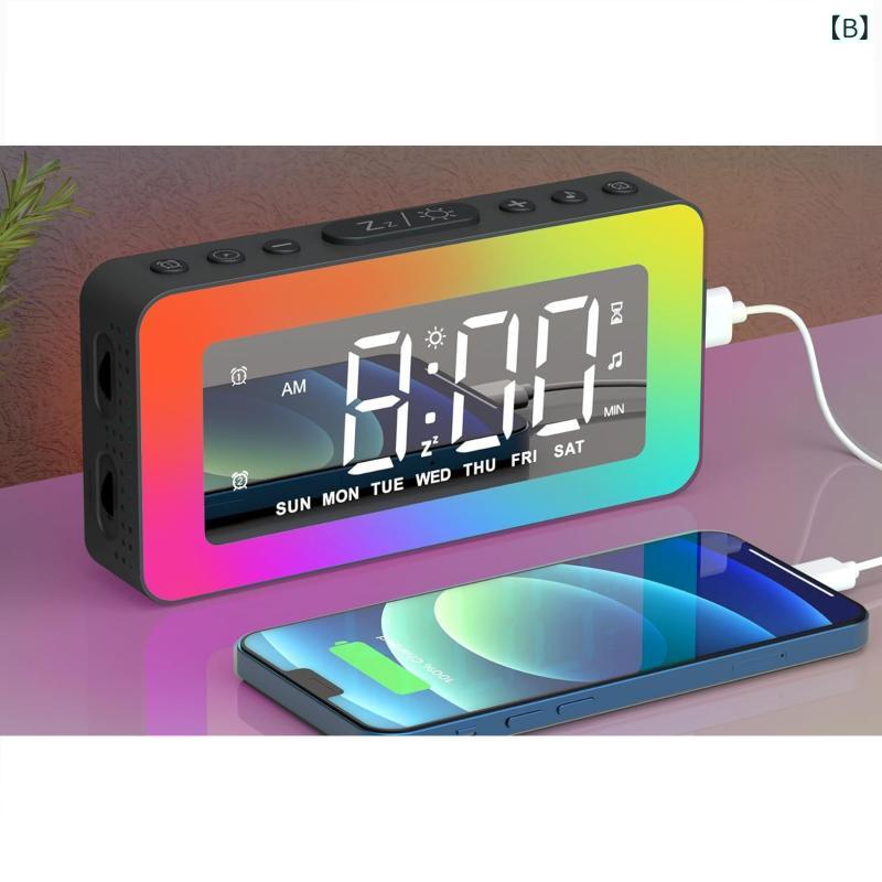 LED 電子時計 子供用 学生用 ベッドサイド 小型 夜光 数字 時鐘 USB スヌーズ 機能 白色 黒 ピンク 現代 シンプル 鏡面 倒計時 照明 24時間表示 曜日表示 プラスチック PVC 30mm厚 [2]
