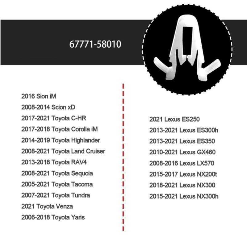 ガーニッシュクリップ 内張クリップ ドアパネルクリップ 20個入り 内張り ガーニッシュクリップ ピン トヨタレクサス67771-58010との互換性