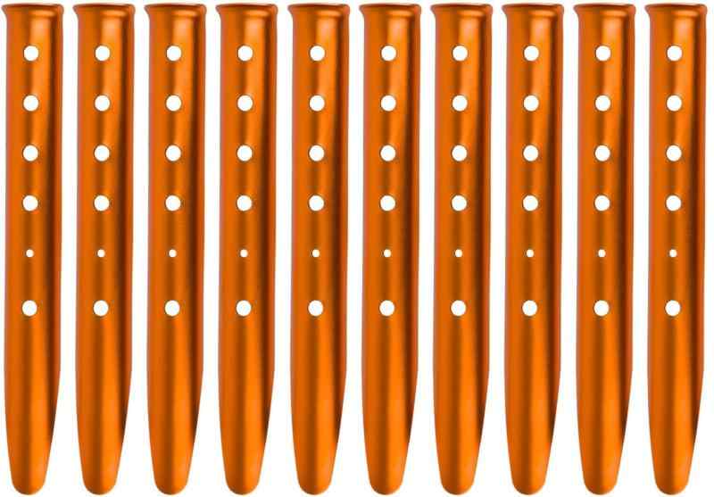 テントペグ U字ペグ スノーペグ アルミ合金 軽量 U型 風に強い 砂地 砂浜 浜辺 雪 ビーチ ドア キャンプ用具 タープ張り 31cm 10本セット (オレンジ)(4)