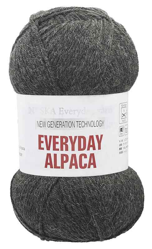 NASKA 手編み毛糸 エブリディアルパカ 合太 COL.207 ブラック 系 100g約300m 5玉セット N-108
