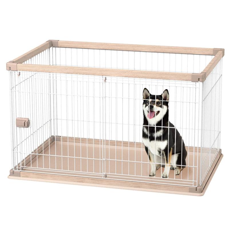 アイリスオーヤマ 犬 サークル ウッディサークル ライトナチュラル 中型犬用 幅約120×奥行約80×高さ約7..