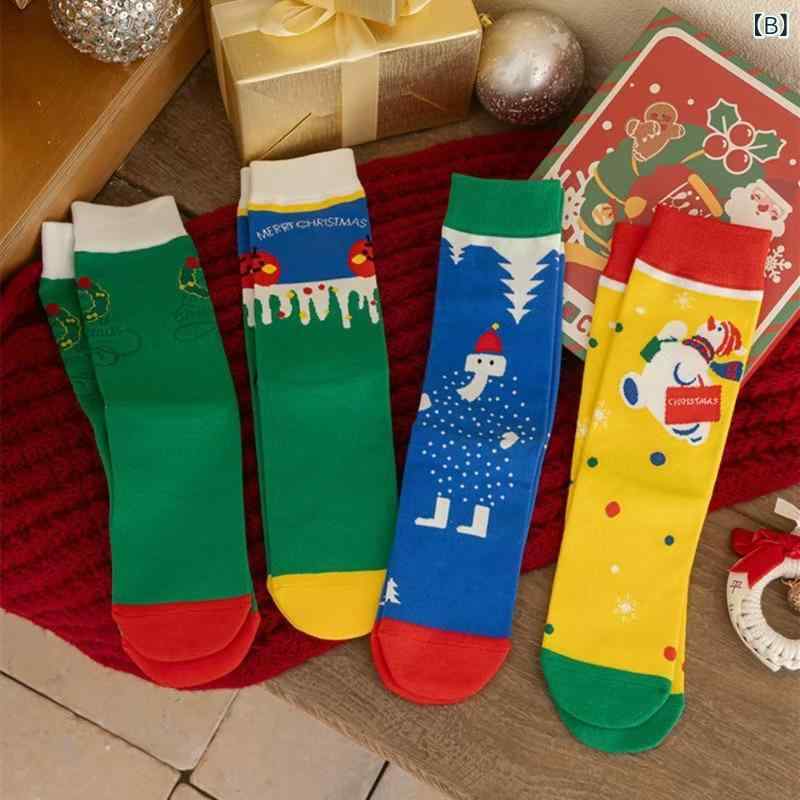 SUPERYOUの靴下 メンズ レディース 中筒 クリスマス 礼盒 動物 柄 カートゥーン調 かわいい コットン 吸汗 防臭 厚手 秋冬 冬季 青年 50代 大人 少年 レジャー 200N 無骨縫い 礼品 装飾 跨境｜アングル2