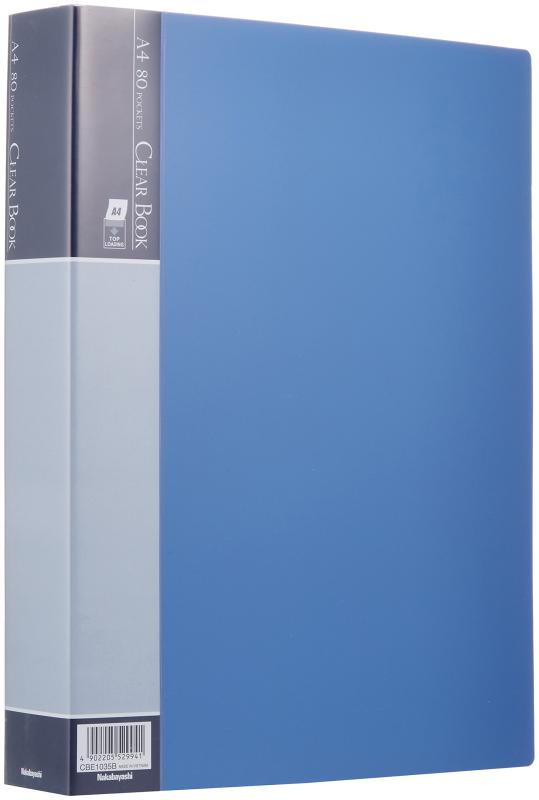 ナカバヤシ クリアブック クリアファイルE A4 80ポケット ブルー CBE-1035B