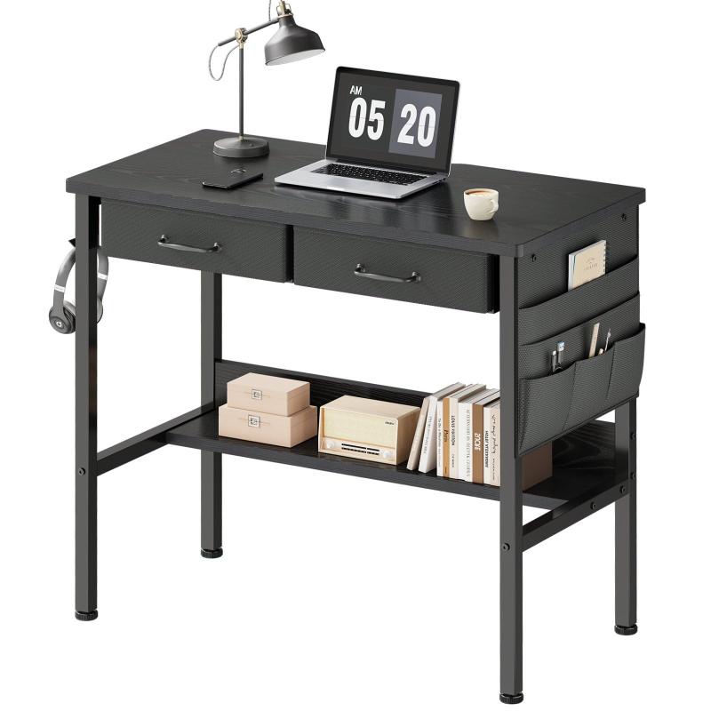 Maihail デスク 机 pcデスク desk 桌子 パソコンデスク コンパクト 一人暮らし 家具 table 学習机 引き出し付き 下収納棚付き 収納袋付き 小さい ワークデスク gaming desk 幅80*奥行40cm 黒い