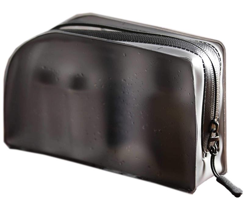 エピオス 防滴 化粧 ポーチ ( 防水 止水ジップ 半 透明 シースルー 仕様)旅行 出張 小物整理 洗面用具 メンズ ブラック 20×12×マチ4cm 733...