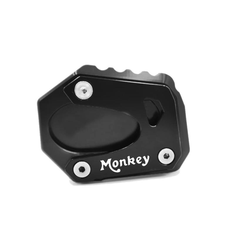 FOR ホンダモンキー125 Monkey 125 2025 2024 2018 2019 2020 2021 2022 2023オートバイCNCキックスタンドフットサイドスタンドエクステンションパッドサポートプレート拡大スタンド (黒)