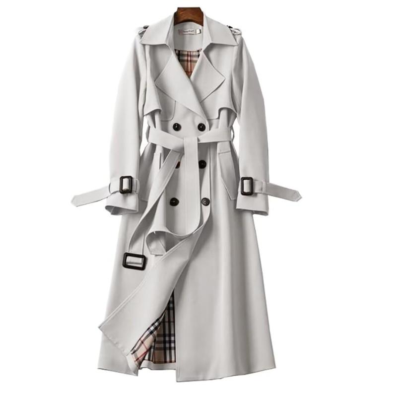 [YoniStar] スプリングコート レディース トレンチコート 春 コート チェスターコート アウター 春コート カジュアル ミドル丈 ジャケット 春服(L グレー)