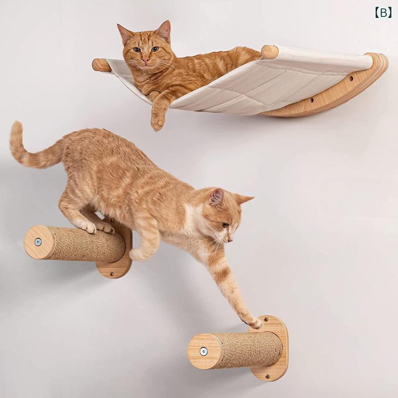 ペット 猫ベッド 吊り床 木製 猫キャットタワー キャットタワー 壁掛け 栖息台 ジ...