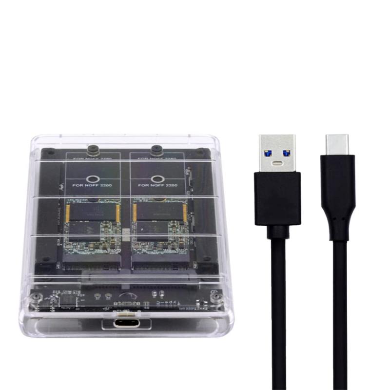 NFHK デュアル NGFF B+M キー M.2 SSD カード JOBD Raid0 スパンブリッジ USB3.0 Type-C USB-C 2.5inch SATA コンボエンクロージャへ
